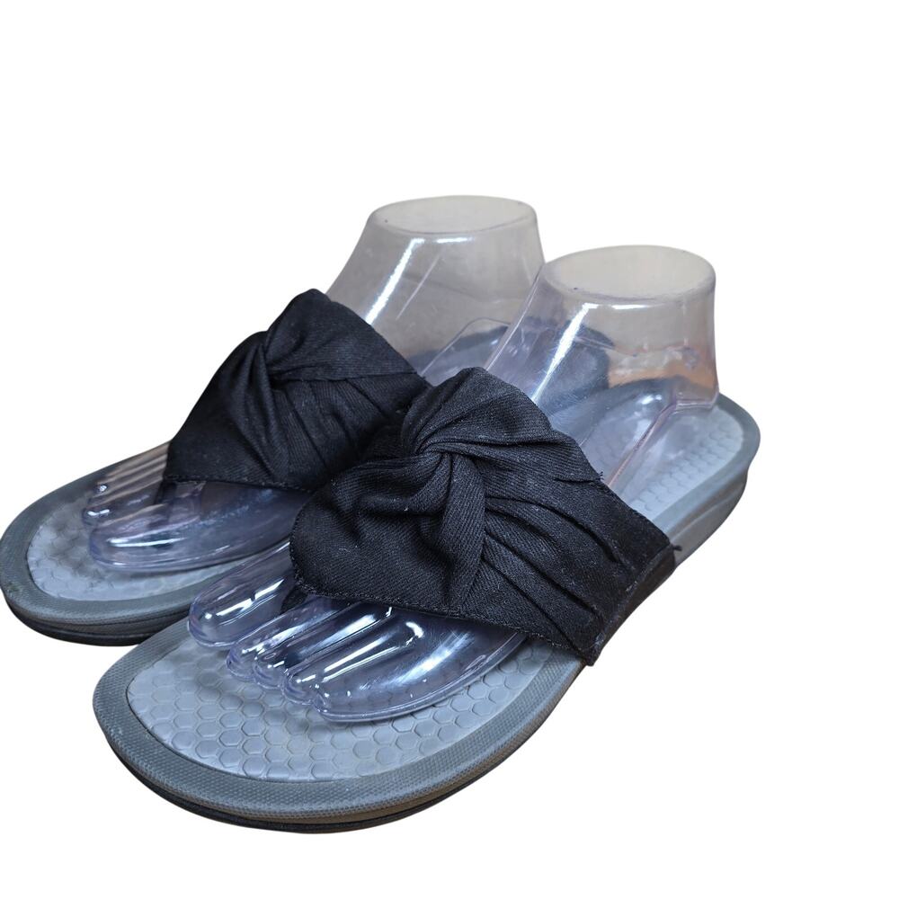 Baretraps Dianna Rebound Technology Thong Sandals Black Bow Tie Comfy EUC Sz 10
